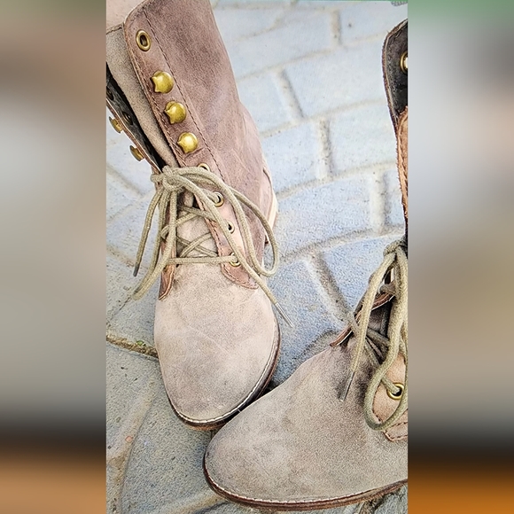 FREE PEOPLE Bohemian Laceup Ankle Boots Distressed Leather/Suede EU 38 US 7.5 - Picture 9 of 11